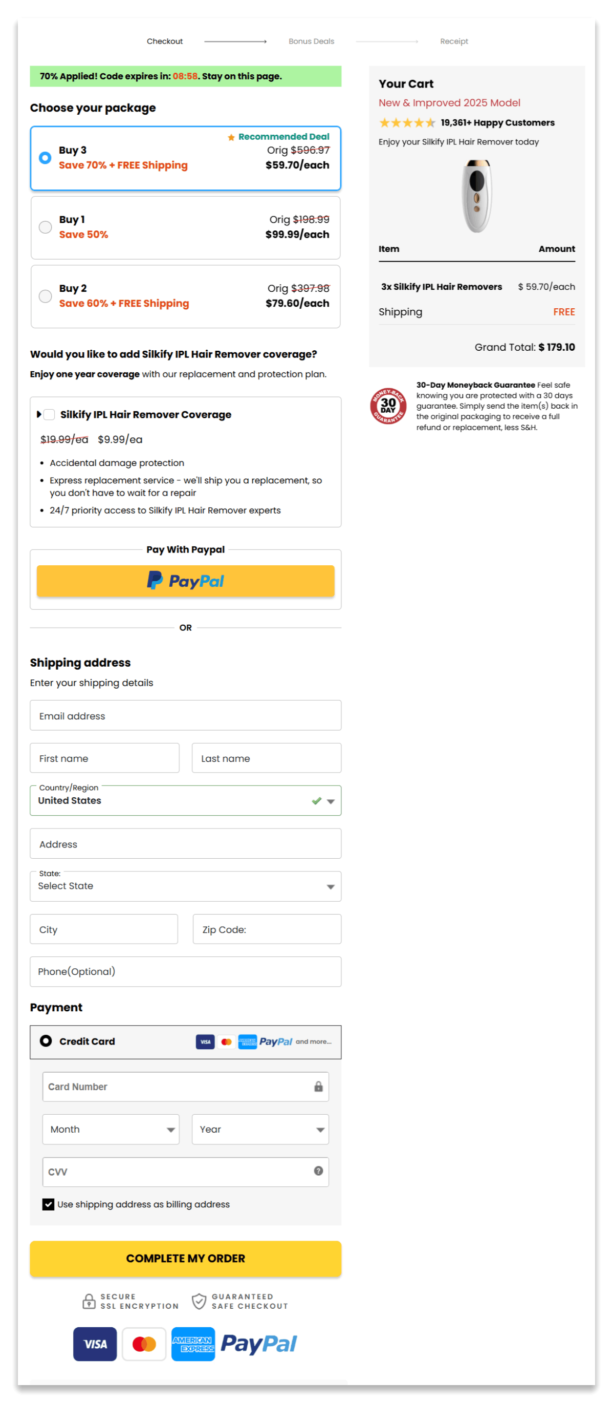 Silkify secure checkout page